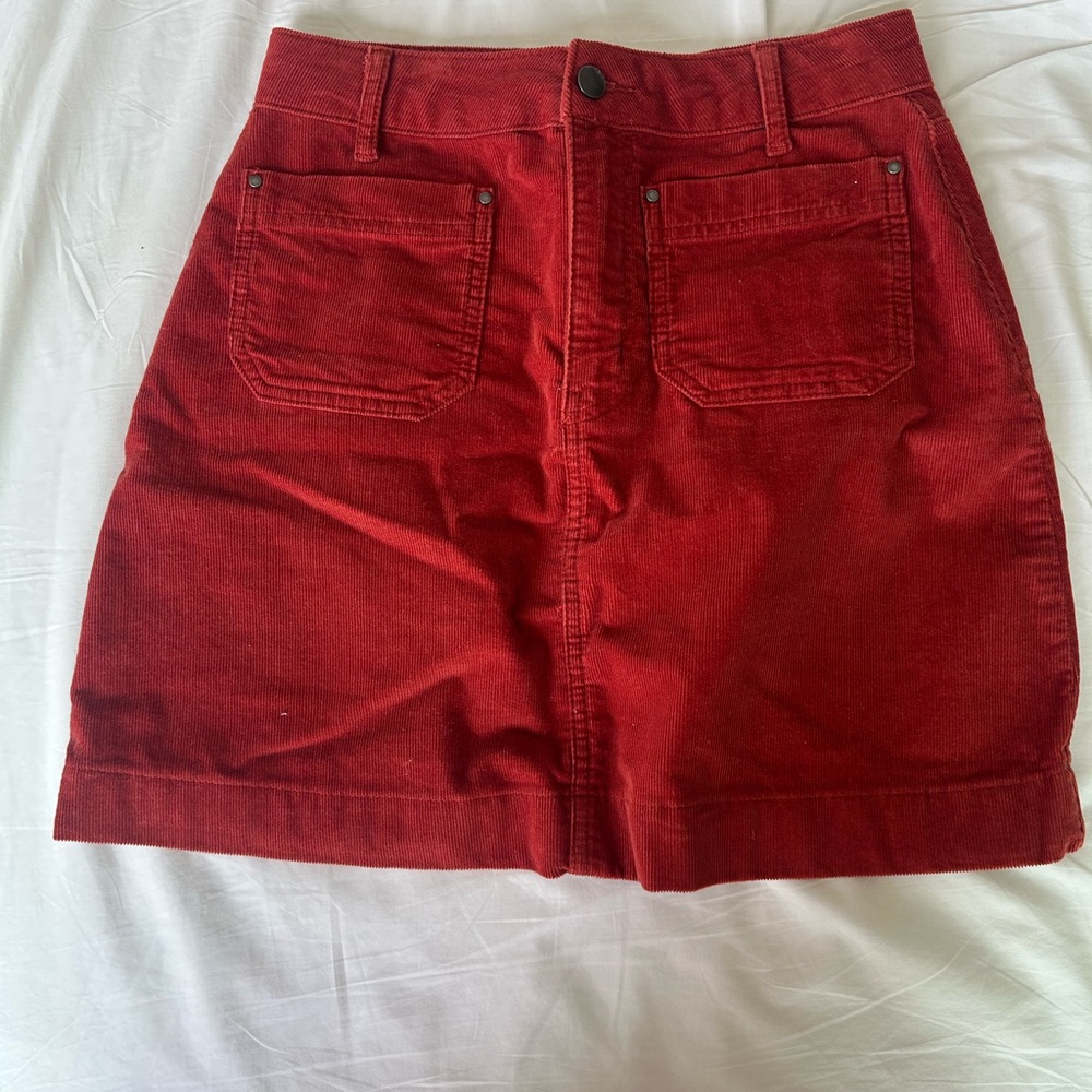 Boden Rust Corduroy Mini Skirt with Front Pockets